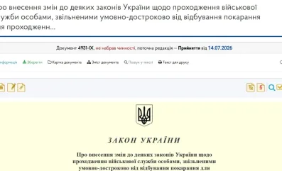 Верховна Рада змінила правила проходження військової служби для осіб, звільнених умовно-достроково (УДЗ)
